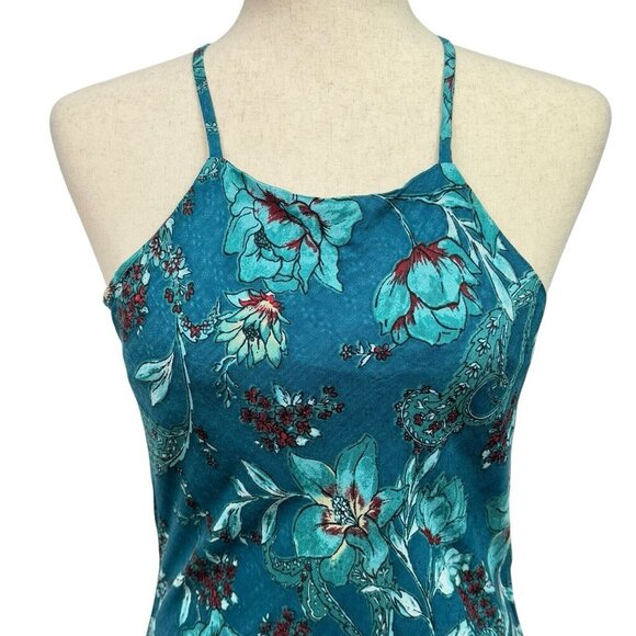 Band Of The Free Audette Teal Floral Halter Midi Dress Women's XS Boho NWT - Picture 5 of 10